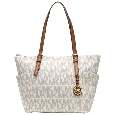 michael kors white with black writing|Michael Kors black shoulder handbags.